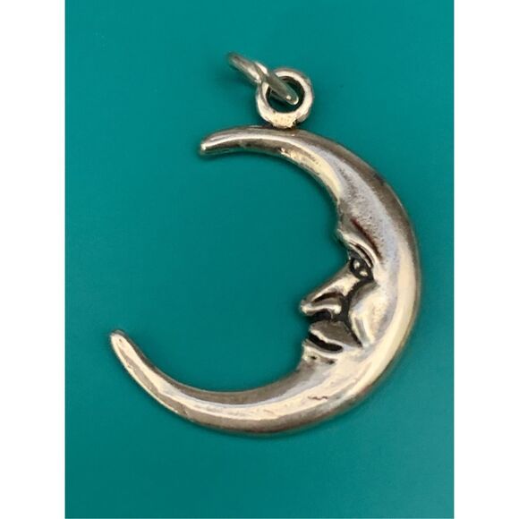 Man on the Moon Vintage Sterling Silver Jewelry Charm #universe - Picture 1 of 3